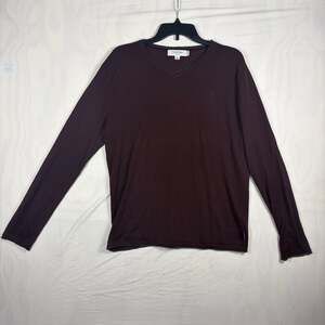 Calvin Klein Men's Burgundy Slim Fit Merino Wool Silk V-Neck Sweater Size XL